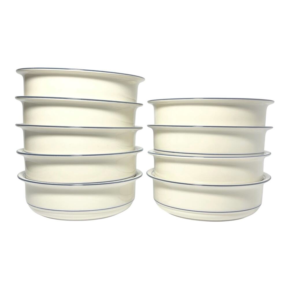 Lenox “Blue Pinstripe (for the Blue Patterns)” 9 Ceramic Soup/Cereal Bowls 6.25”